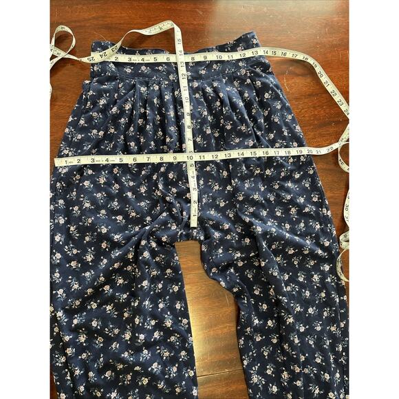 VTG Byer USA Crop Top Pleated Twill Pants Suit Size L Ditsy Floral Cottage 2 PC - Picture 7 of 11